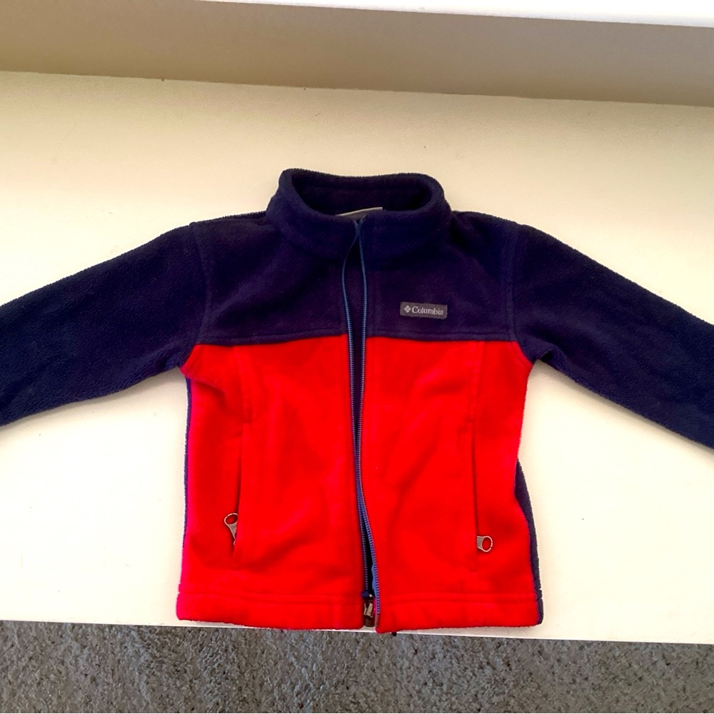 Toddler Columbia Fleece Full Zip Jacket, 2T, Blue/Red